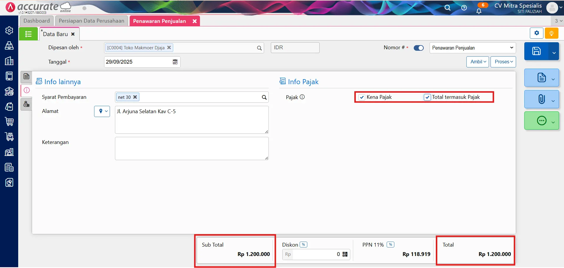 Membuat Penawaran Penjualan PKP & biaya